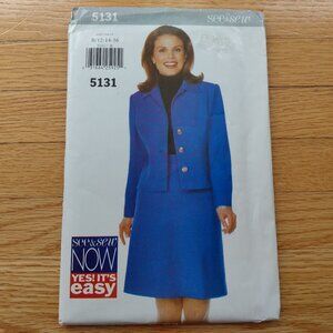 Jacket and Skirt Suit Sewing Pattern Size 12-16 See & Sew 5131 Vintage 90s UNCUT